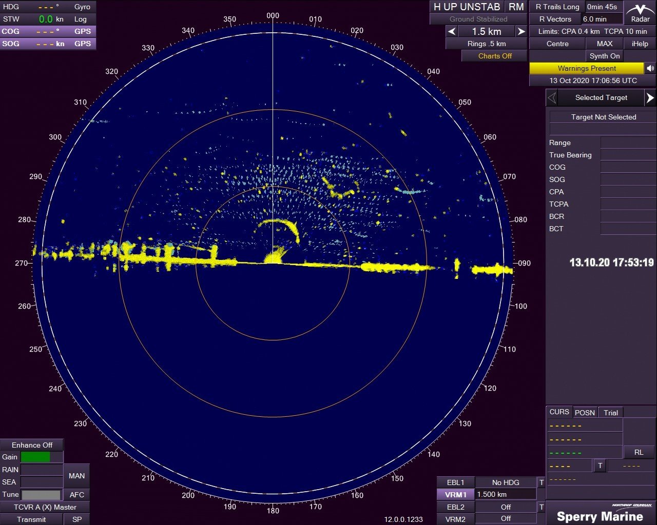 Radar screen with bird signals.