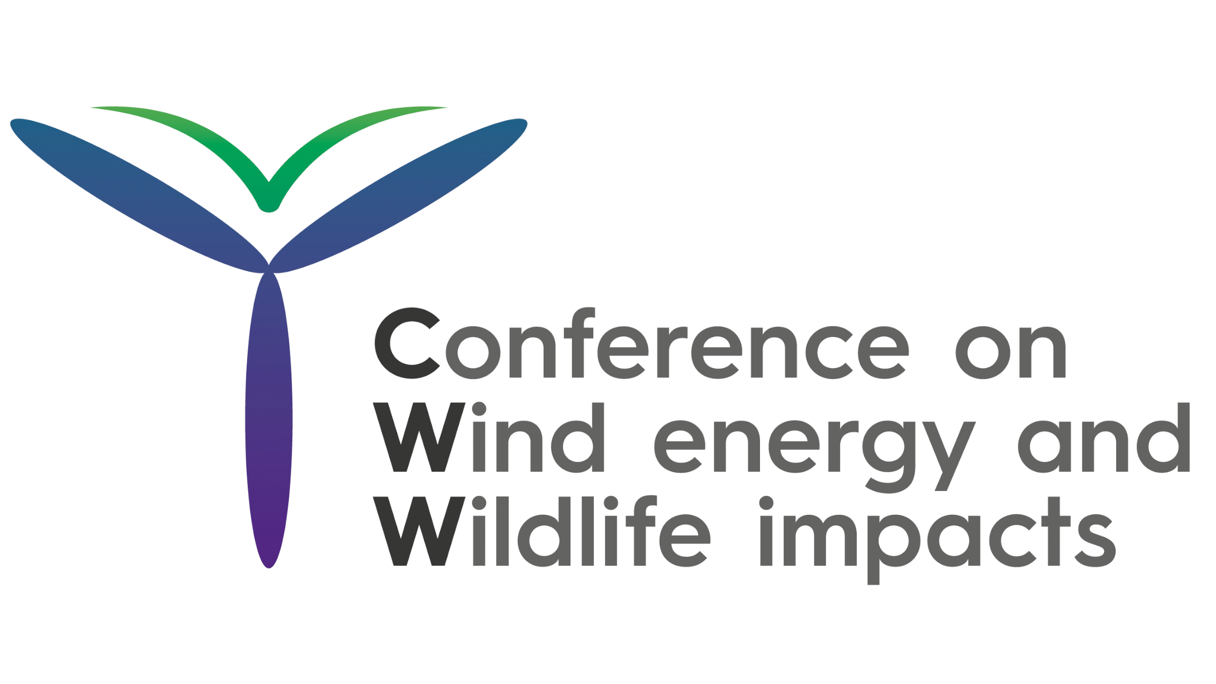 Logo der "Conference on Wind energy and Wildlife impacts (CWW)". Ein stilisiertes Windrad mit fliegendem Vogel darüber.
